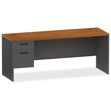 Lorell Cherry/Charcoal Pedestal Credenza - 2-Drawer