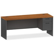 Lorell Cherry/Charcoal Pedestal Credenza - 2-Drawer