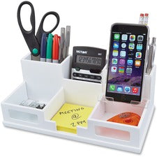 Victor W9525 Pure White Desk Organizer with Smart Phone Holder&trade;
