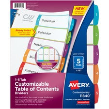 Avery® Ready Index Binder Dividers - Customizable Table of Contents
