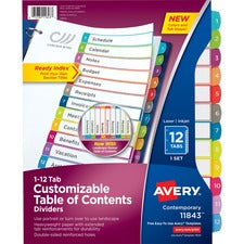 Avery&reg; Ready Index Binder Dividers - Customizable Table of Contents