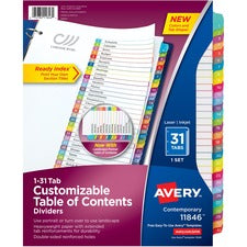 Avery&reg; Ready Index Binder Dividers - Customizable Table of Contents