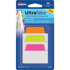 Avery® Neon Multiuse Ultra Tabs - 2-Side Writable - Repositionable