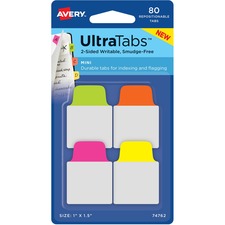 Avery&reg; Neon Mini Ultra Tabs - 2-sided Writable - Repositionable