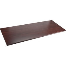 Lorell Quadro Sit/Stand Straight Edge Mahogany Tabletop