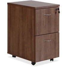 Lorell Essentials Walnut F/F Mobile Pedestal - 2-Drawer