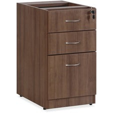 Lorell Essentials Walnut B/B/F Fixed Pedestal - 3-Drawer