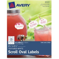 Avery® Oval Scroll Labels True Print(R) Textured, 2-1/2