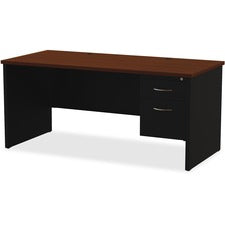 Lorell Walnut Laminate Commercial Steel Desk Series Pedestal Desk - 2-Drawer