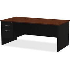 Lorell Walnut Laminate Commercial Steel Desk Series Pedestal Desk - 2-Drawer
