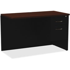 Lorell Walnut Laminate Commercial Steel Desk Series Pedestal Desk - 2-Drawer