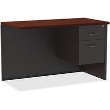 Lorell Mahogany Laminate/Charcoal Modular Desk Series Pedestal Desk - 2-Drawer