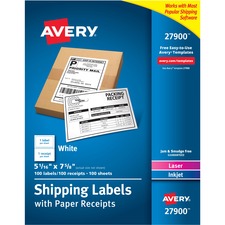 Avery&reg; Shipping Labels with Paper Receipts - TrueBlock