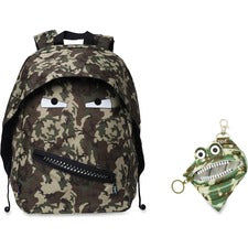 ZIPIT Grillz Carrying Case (Backpack) Books, Binder, Clothing, Tablet, Snacks, Bottle, School - Camouflage Green