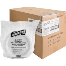 Genuine Joe Reusable Plastic White Plates