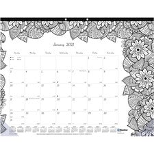 Blueline Botanica Design Compact Monthly Desk Pad