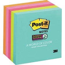 Post-it&reg; Super Sticky Notes - Miami Color Collection