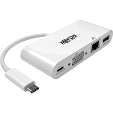 Tripp Lite USB C to VGA Multiport Video Adapter Converter w/ USB-A Hub, USB-C PD Charging Port & Gigabit Ethernet Port, Thunderbolt 3 Compatible, USB Type C to VGA, USB-C, USB Type-C