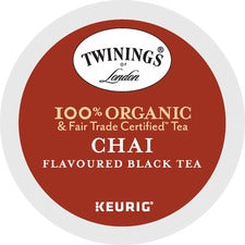 Twinings 100% Organic & Fair Trade Certified Tea Chai Flavoured Black Tea K-Cup