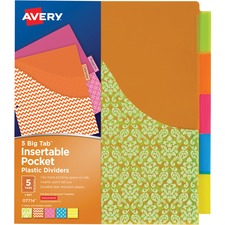 Avery&reg; Big Tab Plastic Insertable Dividers with Pockets - Student Designs