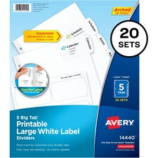 Avery&reg; Big Tab Dividers - Large Easy Peel Printable Labels