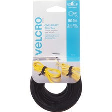 VELCRO Brand ONE-WRAP Thin Ties 8in x 1/2in Ties Black 50 ct