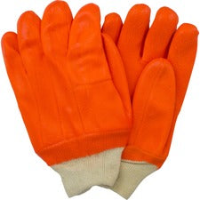 Safety Zone Orange PVC with Rough Finish and Jersey Insulated Foam Lining & Knit Wrist