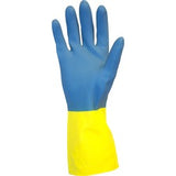 Safety Zone Blue Neoprene Over Yellow Flock Lined Latex Gloves