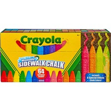 Crayola Sidewalk Chalk 64 Count Washable anti-roll sticks