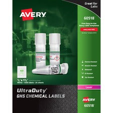 Avery&reg; UltraDuty GHS Chemical Labels - Waterproof - UV-Resistant
