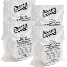 Genuine Joe Reusable Plastic White Plates