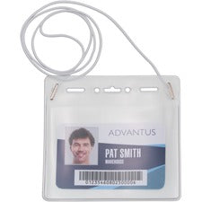 Advantus Horizontal ID Card Holder with Neck Cord