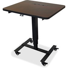 Lorell Mahogany Laminate Top Mobile Sit-To-Stand Table