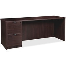 Lorell Prominence 2.0 Espresso Laminate Left-Pedestal Credenza - 2-Drawer