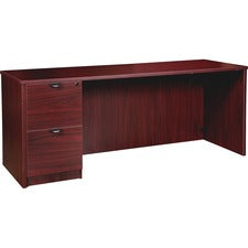 Lorell Prominence 2.0 Mahogany Laminate Left-Pedestal Credenza - 2-Drawer