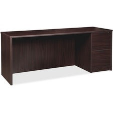 Lorell Prominence 2.0 Espresso Laminate Right-Pedestal Credenza - 2-Drawer