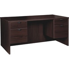 Lorell Prominence 2.0 Espresso Laminate Box/File Double-Pedestal Desk - 2-Drawer