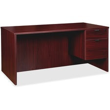 Lorell Prominence 2.0 Mahogany Laminate Box/File Right-Pedestal Desk - 2-Drawer