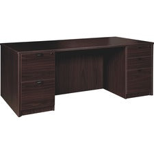 Lorell Prominence 2.0 Espresso Laminate Double-Pedestal Desk - 5-Drawer