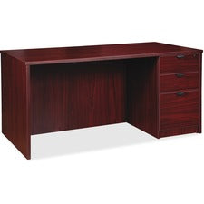 Lorell Prominence 2.0 Mahogany Laminate Box/Box/File Right-Pedestal Desk - 3-Drawer