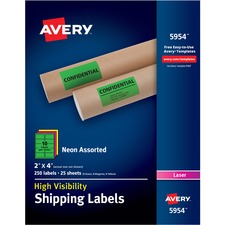 Avery&reg; High-Visibility Neon Shipping Labels