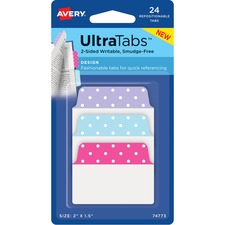 Avery&reg; Multiuse Design Ultra Tabs with Pastel Dots - 2-Side Writable - Repositionable
