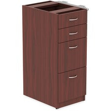 Lorell Relevance Series Mahogany Laminate Office Furniture Storage Cabinet - 4-Drawer