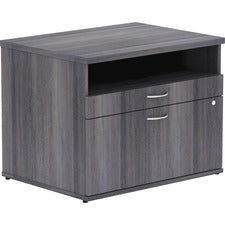 Lorell Relevance Series Charcoal Laminate Office Furniture Credenza - 2-Drawer