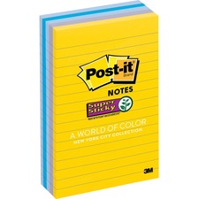 Post-it® Super Sticky Lined Notes - New York Color Collection
