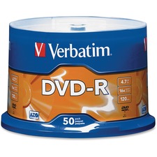 Verbatim AZO DVD-R 4.7GB 16X with Branded Surface - 50pk Spindle