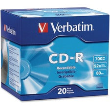 Verbatim CD-R 700MB 52X with Branded Surface - 20pk Slim Case