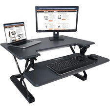 Victor High Rise Height Adjustable Standing Desk with Keyboard Tray (36", Gray)