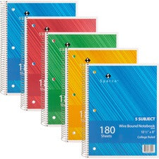 Sparco Wirebound College Ruled Notebooks