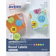 Avery&reg; Astrobrights Labels - Easy Peel